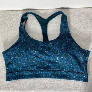 Zyia Blue Green Spring Blossom Print Sports Bra XL Activewear Fitness Athletic